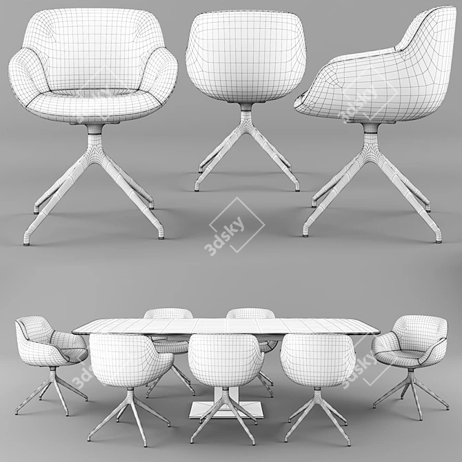 Sleek Echo Table. Elegant Elle Armchair. 3D model image 4