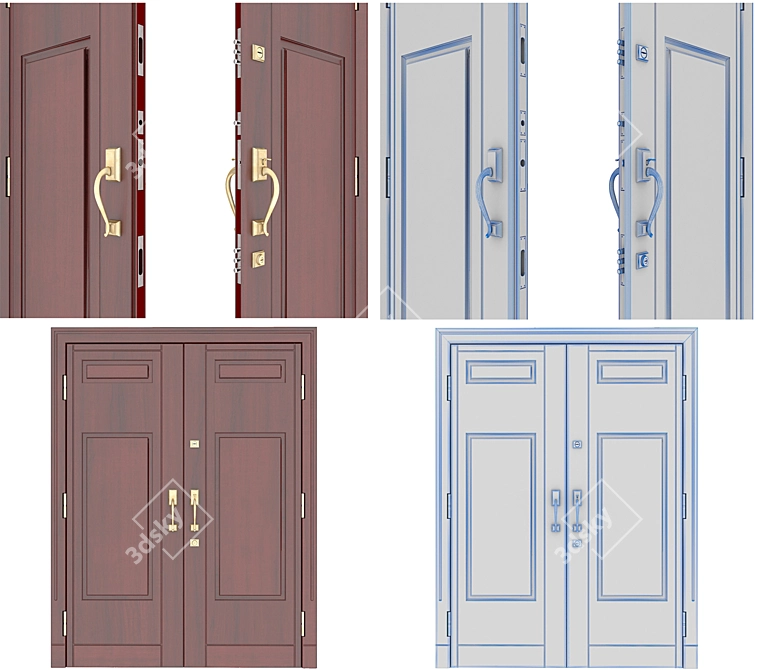 Double-Leaf Entry Door 3D model image 4