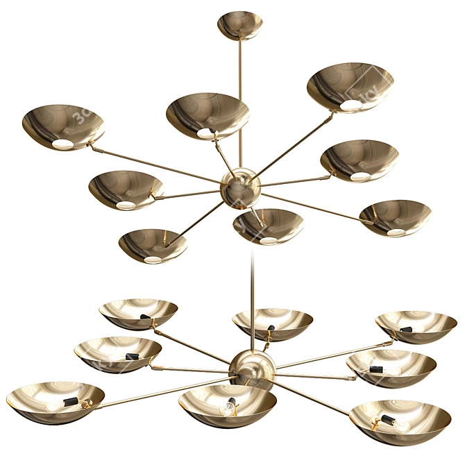 Stilnovo Style Brass Chandelier 3D model image 1