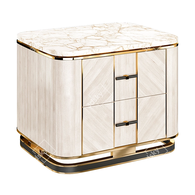 Modern Marble Ashi Nightstand 3D model image 2