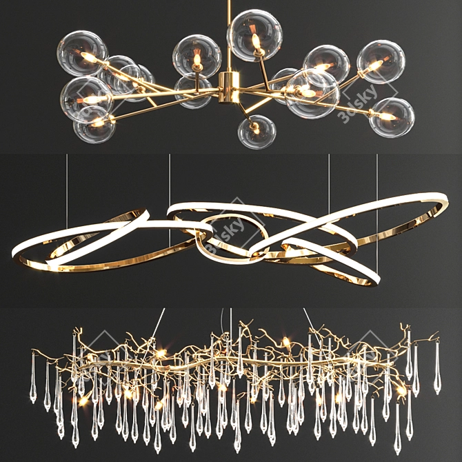 Elegant Orion Pendant Chandelier 3D model image 1