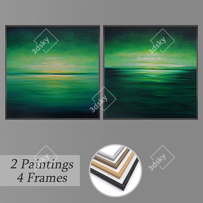 Modern Art Set with Frames 3D model image 1