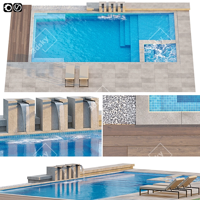 Versatile 3D Pool Model 3D model image 1