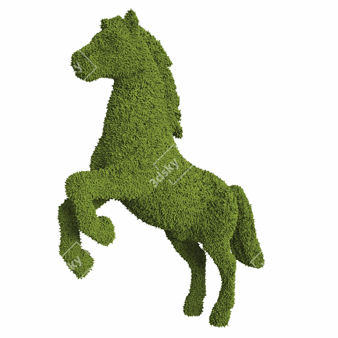 Elegant Topiary Horse Sculpture 3D model image 1