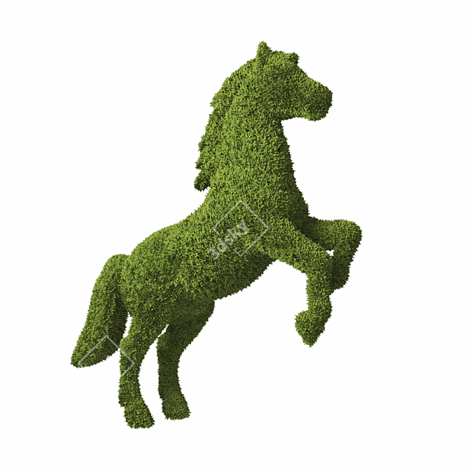 Elegant Topiary Horse Sculpture 3D model image 2