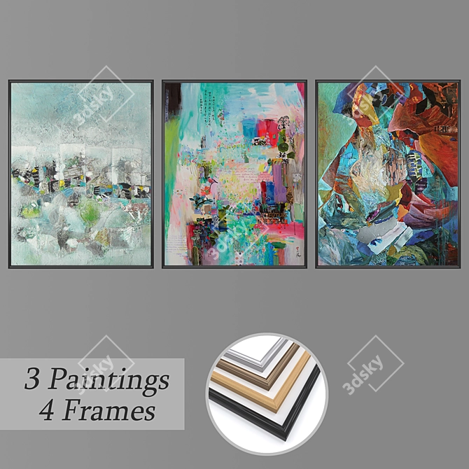 Multiframe Set with 3 Paintings 3D model image 1