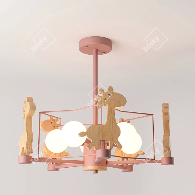 Minimalist Wooden Animal Pendant Chandelier 3D model image 2