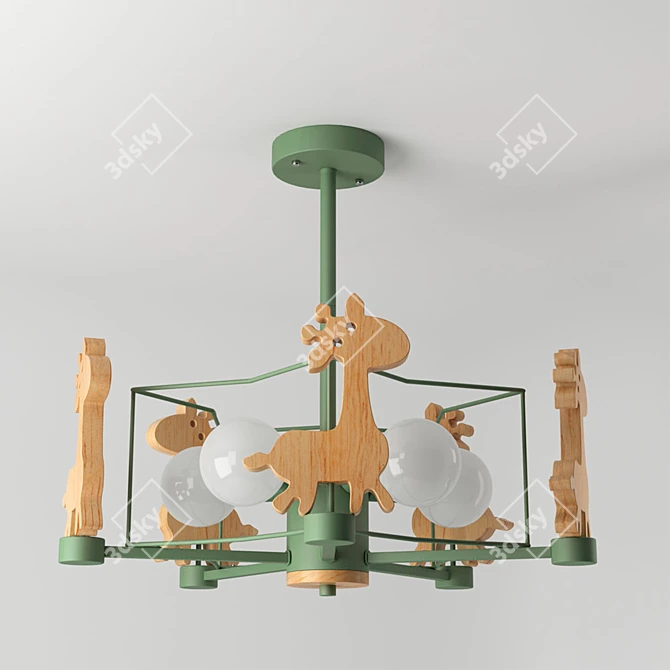 Minimalist Wooden Animal Pendant Chandelier 3D model image 3