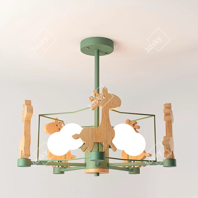 Minimalist Wooden Animal Pendant Chandelier 3D model image 4