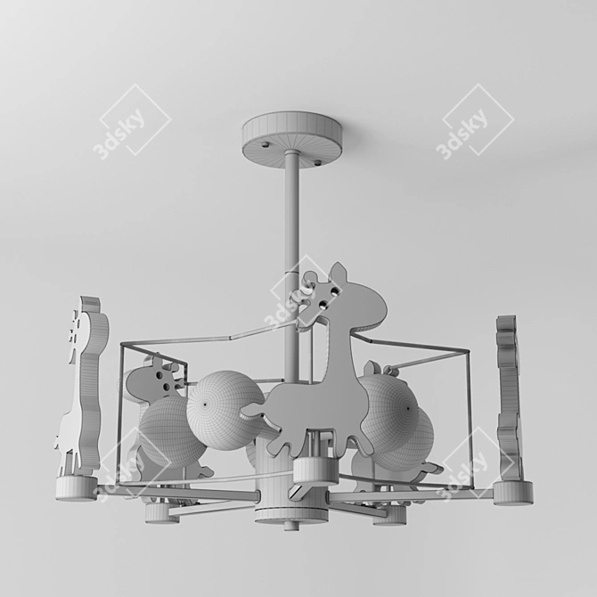 Minimalist Wooden Animal Pendant Chandelier 3D model image 5