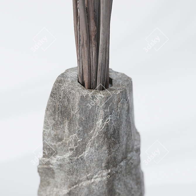 Rustic Branches Stone Vases 3D model image 3