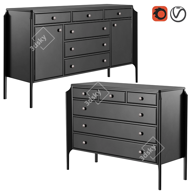 Dantone Home Visage Chest: Stylish Storage Solution 3D model image 1