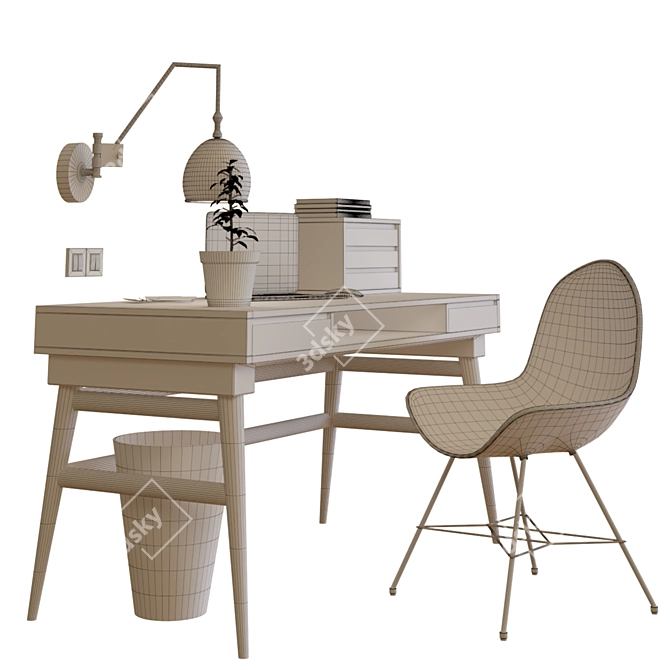 Modern Workstation Desk 3D model image 5