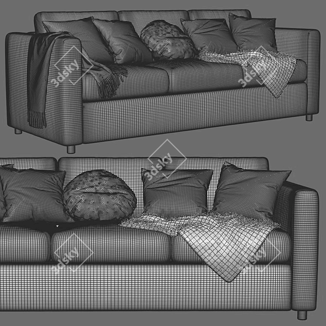 Ikea Finnala Three-Seater Sofa 3D model image 4