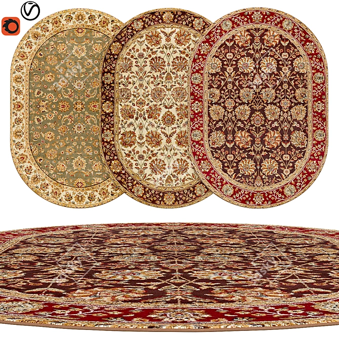 Premium Oval Rugs | 15 Varieties 3D model image 1