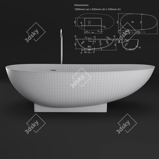 Luxury iS tone Freestanding Bath 3D model image 2