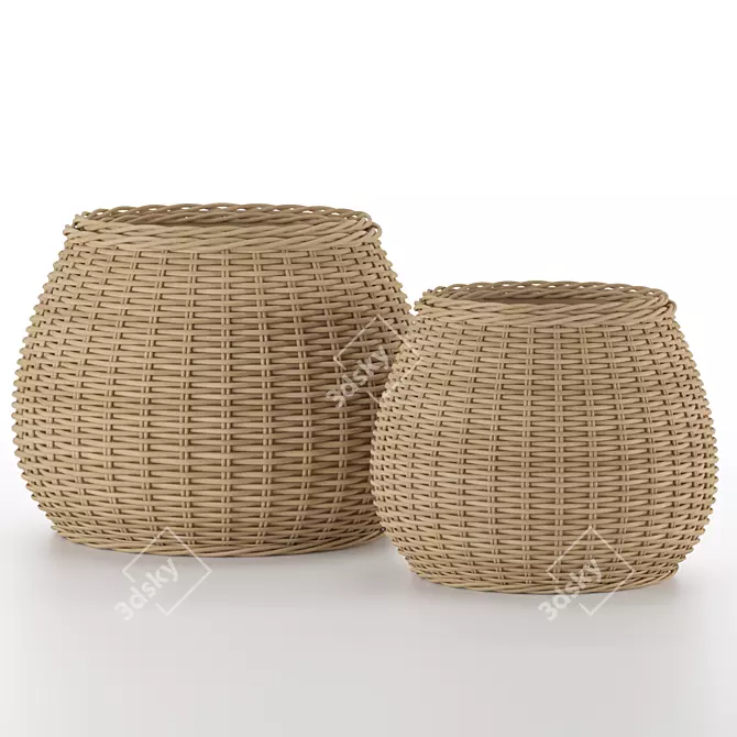 Handmade Wicker Pot: Stylish Home Decor 3D model image 1