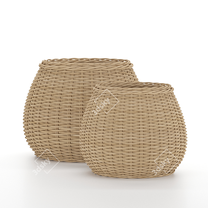 Handmade Wicker Pot: Stylish Home Decor 3D model image 4