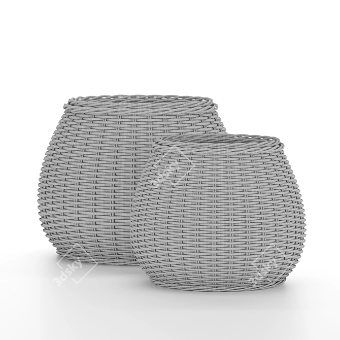 Handmade Wicker Pot: Stylish Home Decor 3D model image 5