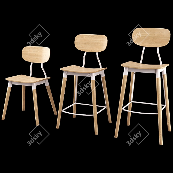 Elegant Dining Chair Set 3D model image 1