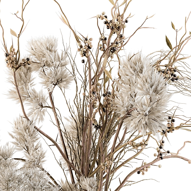Natural Beauty: Pampas & Dried Branch 3D model image 2