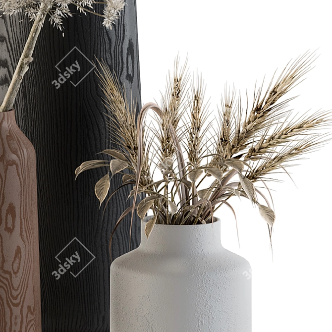 Natural Beauty: Pampas & Dried Branch 3D model image 3