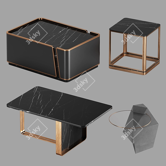 Sleek Coffee Table Set 3D model image 1