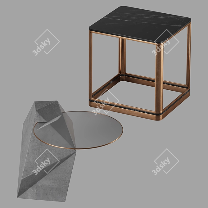 Sleek Coffee Table Set 3D model image 4