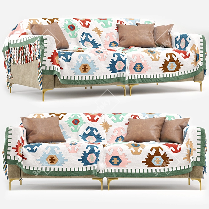 Elegant Capri Sofa: Stylish Decorative Cover 3D model image 1