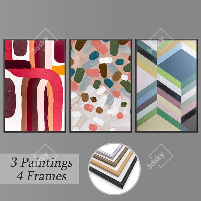 Title: Elegant Wall Art Set 3D model image 1