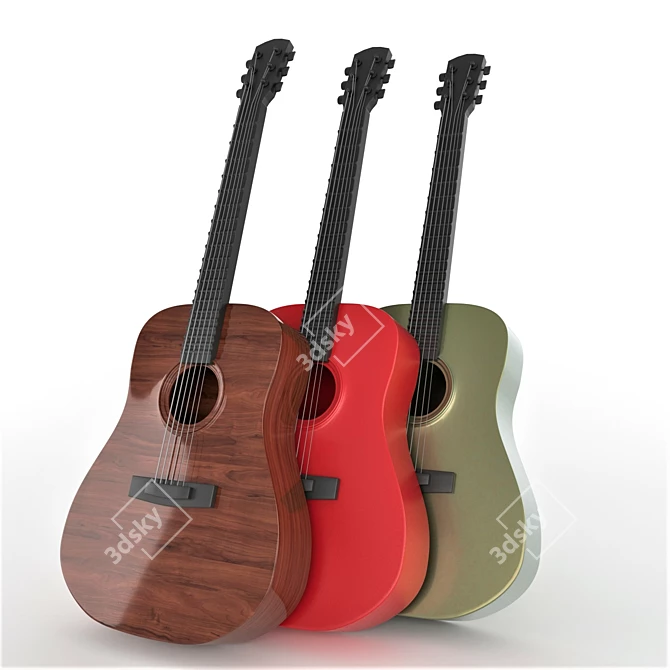 Classic Guitar Model - 3-in-1 (4K) 3D model image 1