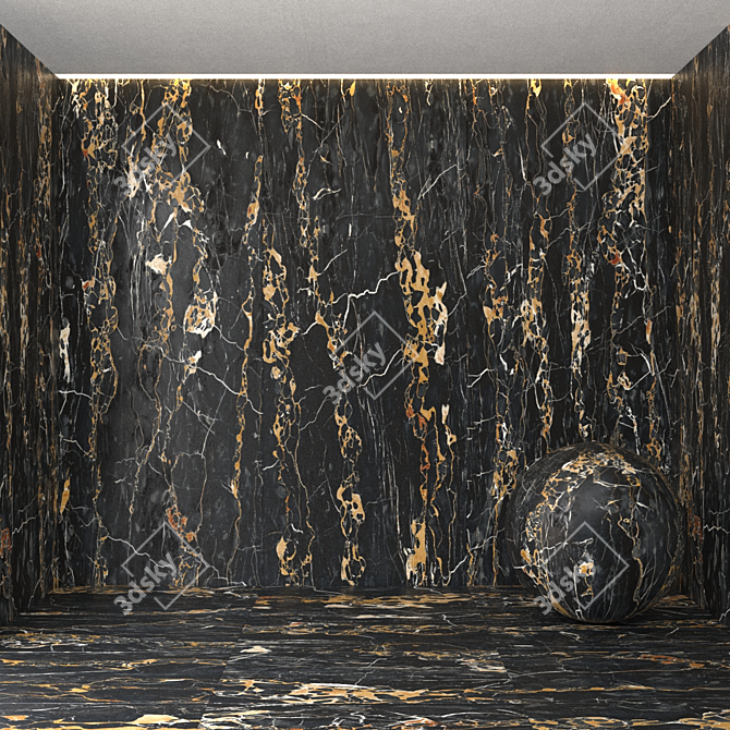 Elegant Portoro Marble Tile 3D model image 1