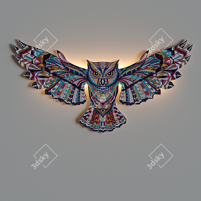 Ethno Owl Tree Art 3D model image 1