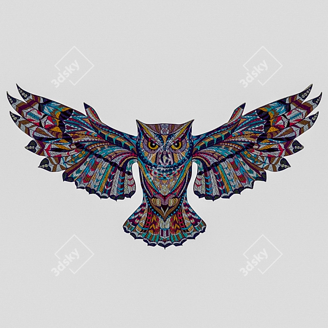 Ethno Owl Tree Art 3D model image 6