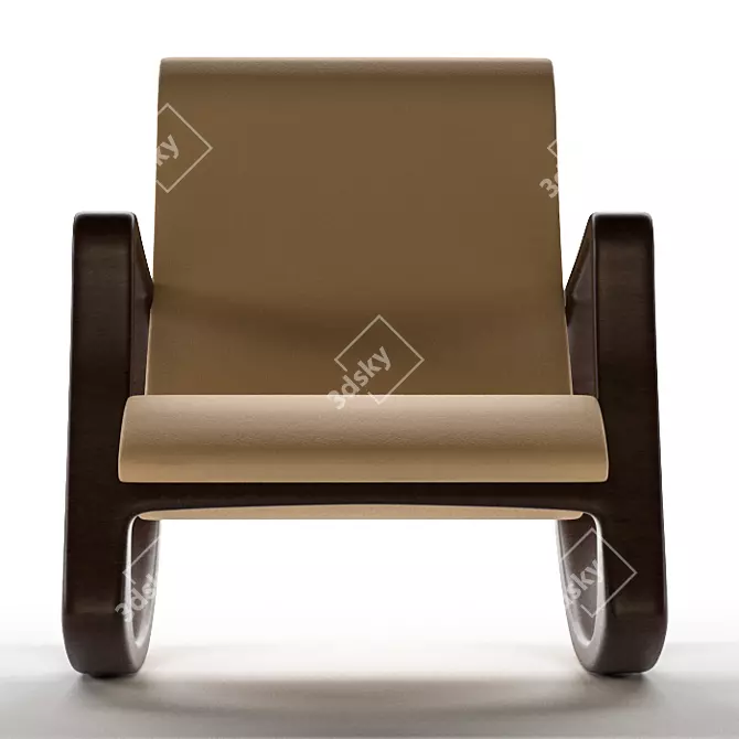 Luxury Leather Swivel Armchair 3D model image 2