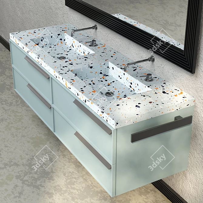 Elegant Marble Bathroom Cabinet 3D model image 3