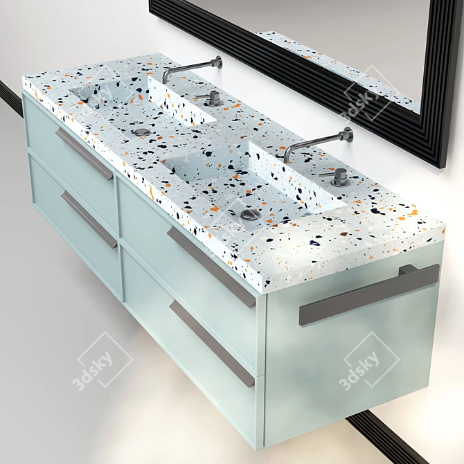 Elegant Marble Bathroom Cabinet 3D model image 7