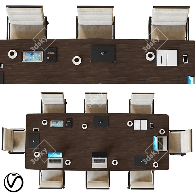 Modern Conference Table 06 3D model image 2