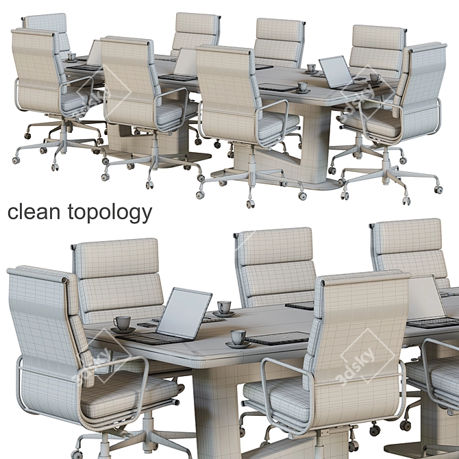 Modern Conference Table 06 3D model image 4