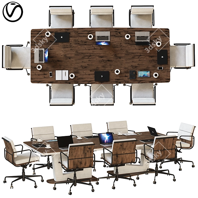 Sleek Modern Conference Table 3D model image 1