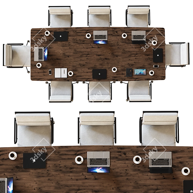 Sleek Modern Conference Table 3D model image 3