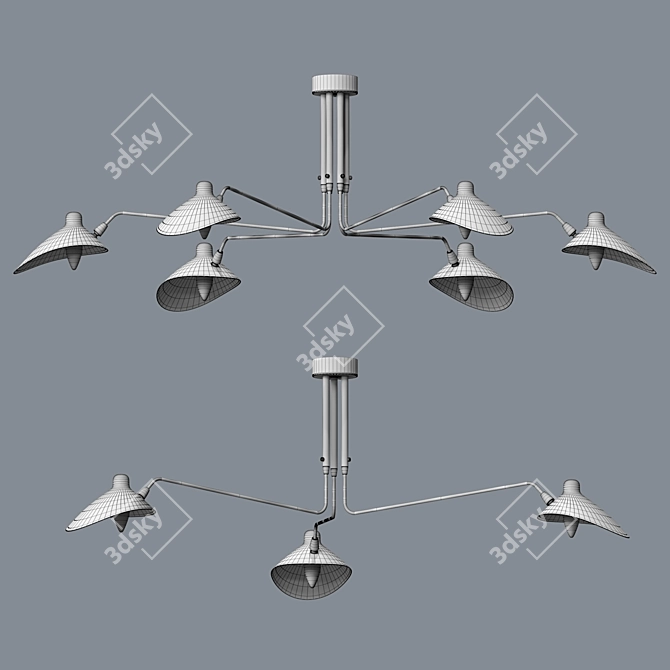 Elegant Spider Mouille Chandelier 3D model image 2