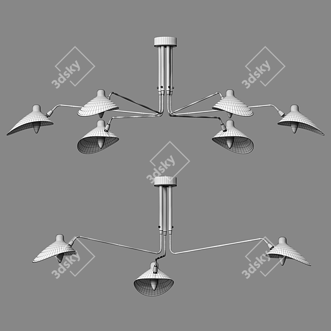 Elegant Spider Mouille Chandelier 3D model image 4