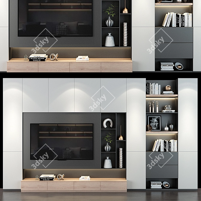 Sleek TV Shelf 0231 - Organize and Display 3D model image 1