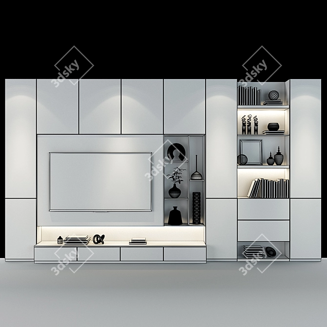 Sleek TV Shelf 0231 - Organize and Display 3D model image 3