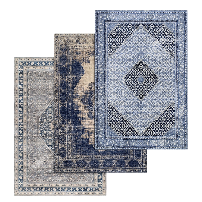 Elegant Texture Carpets Set 3D model image 1