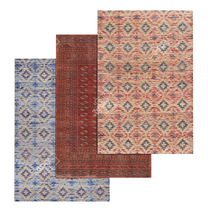 Premium Textured Carpets Set 3D model image 1