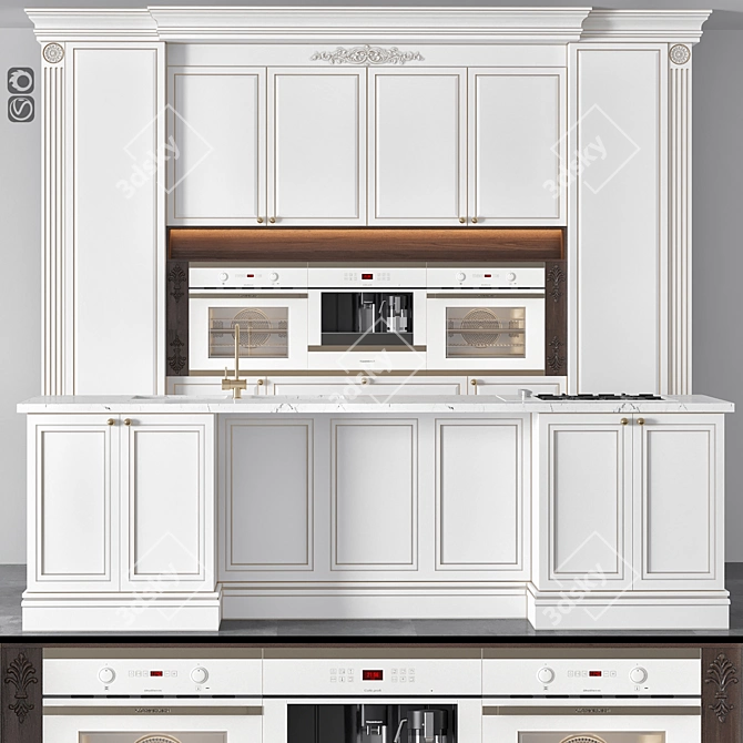 Modern Kitchen Set: V-Ray & Corona, OBJ, Real Scale 3D model image 5
