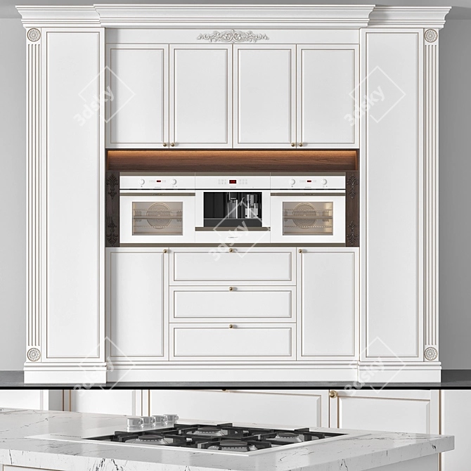 Modern Kitchen Set: V-Ray & Corona, OBJ, Real Scale 3D model image 1
