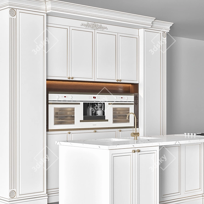Modern Kitchen Set: V-Ray & Corona, OBJ, Real Scale 3D model image 3